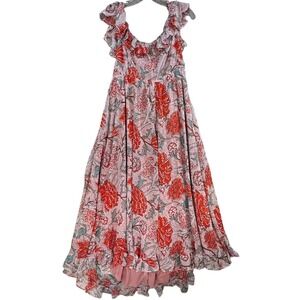 Rosevelvet Floral Ruffle Maxi Dress Flutter Sleeve Open Back Boho Sundress 2x